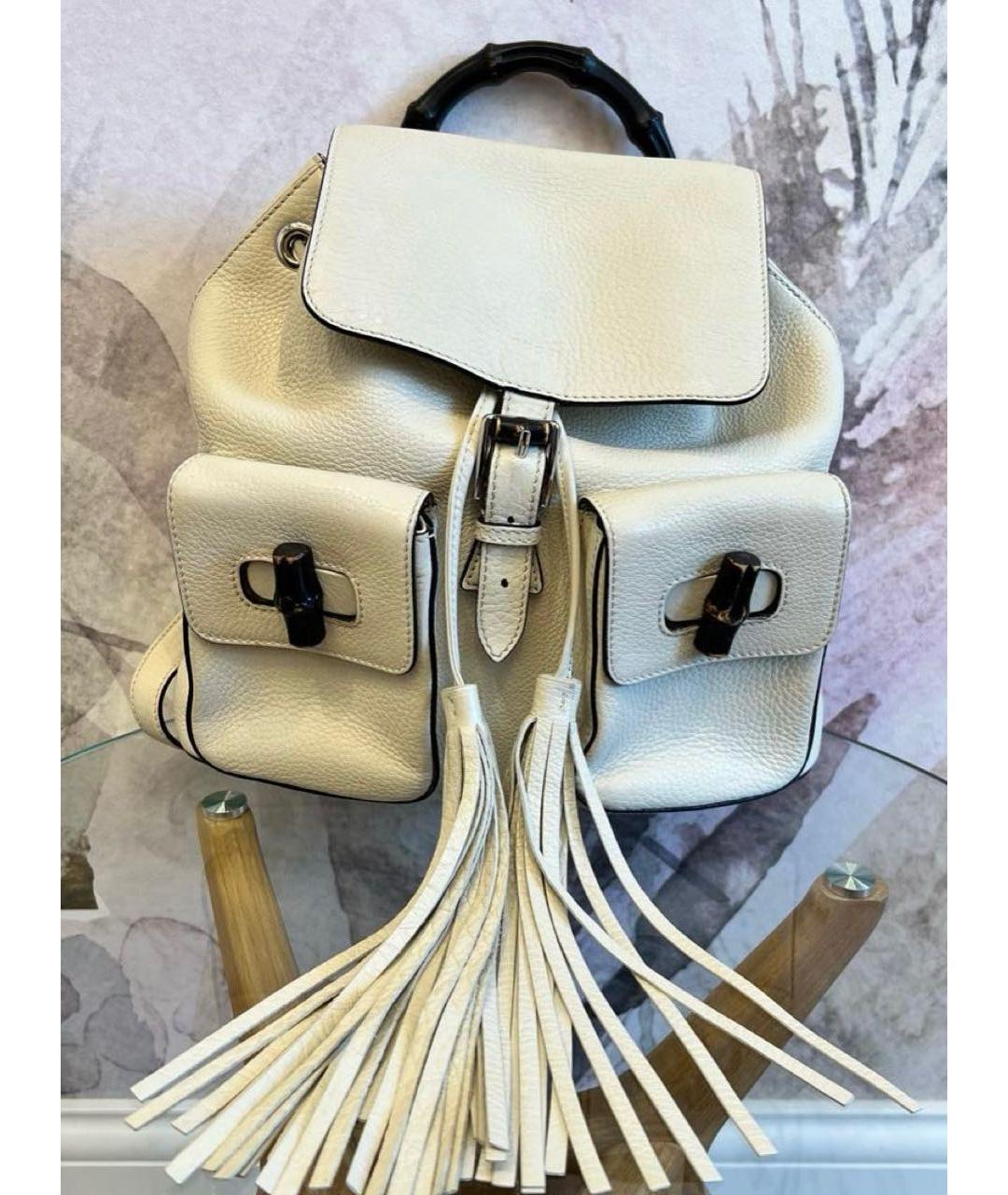 GUCCI Белый кожаный рюкзак, фото 6