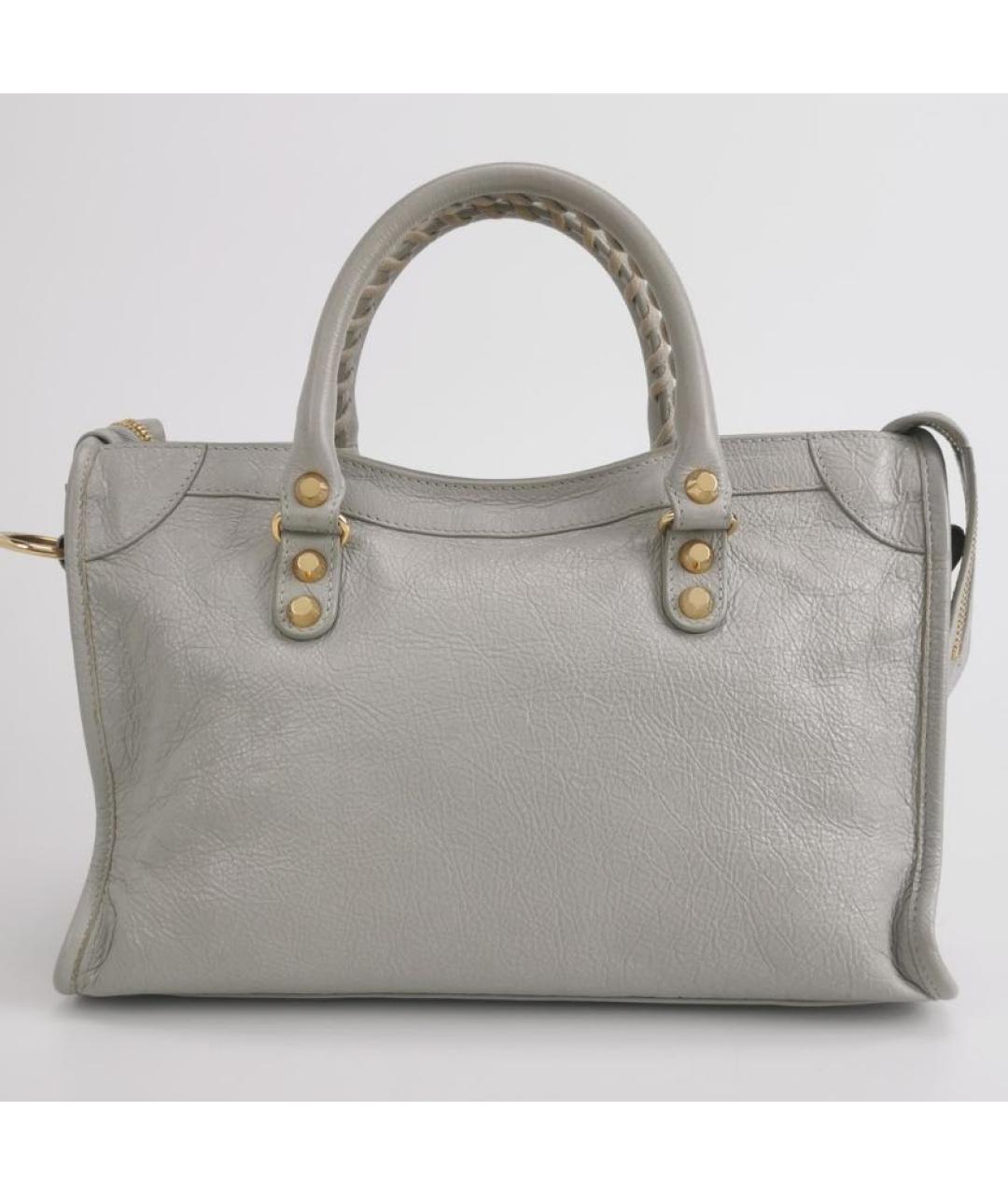 BALENCIAGA Серая кожаная сумка с короткими ручками, фото 4