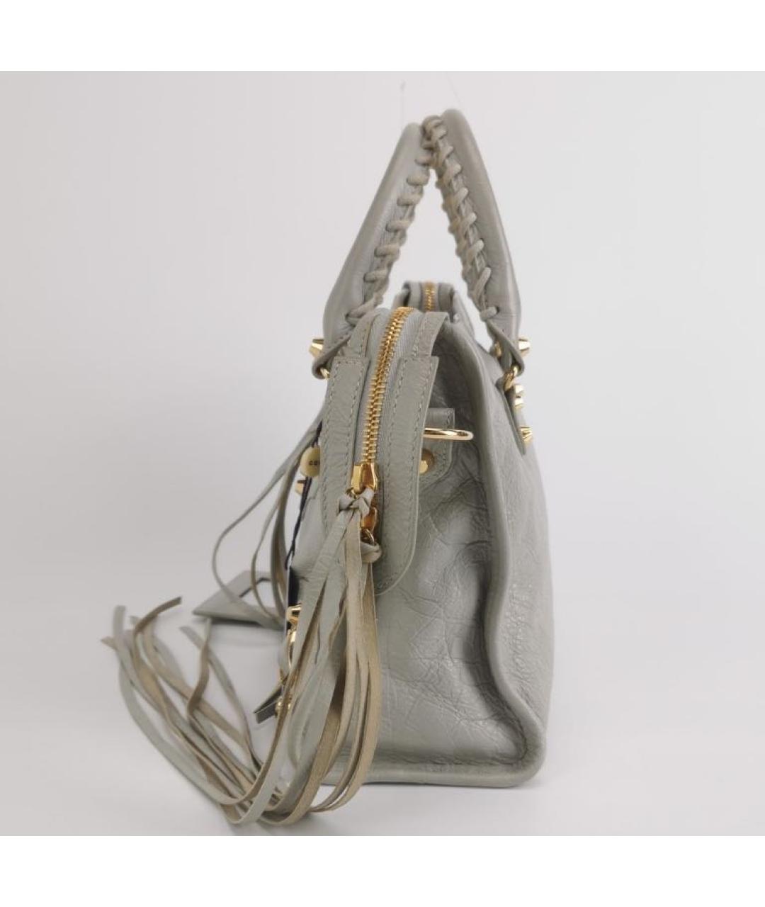 BALENCIAGA Серая кожаная сумка с короткими ручками, фото 2