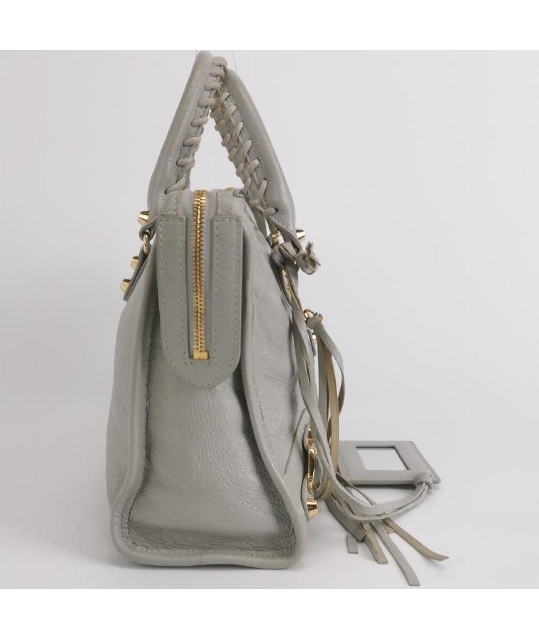 BALENCIAGA Серая кожаная сумка с короткими ручками, фото 3