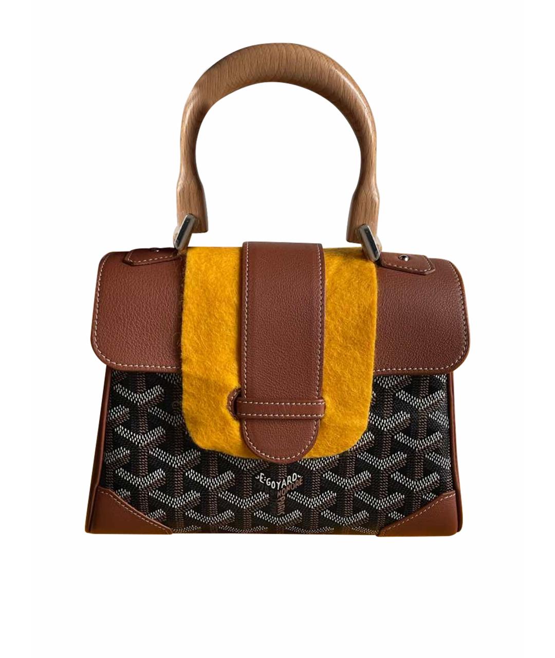 GOYARD Коричневая сумка с короткими ручками из искусственной кожи, фото 1