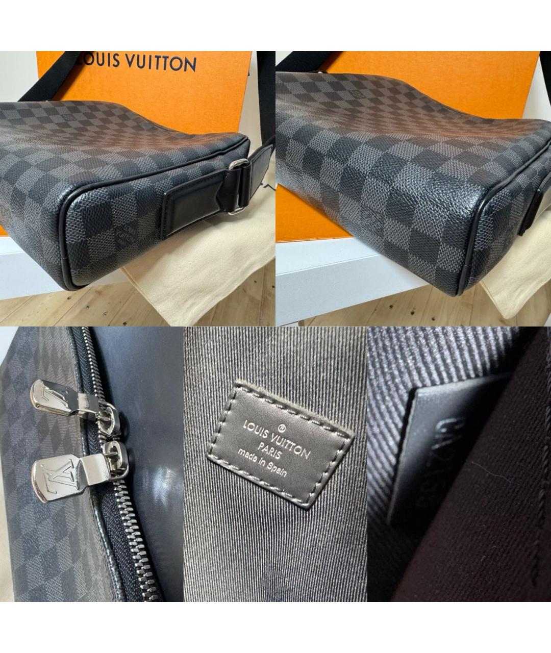 LOUIS VUITTON Серая кожаная сумка на плечо, фото 5