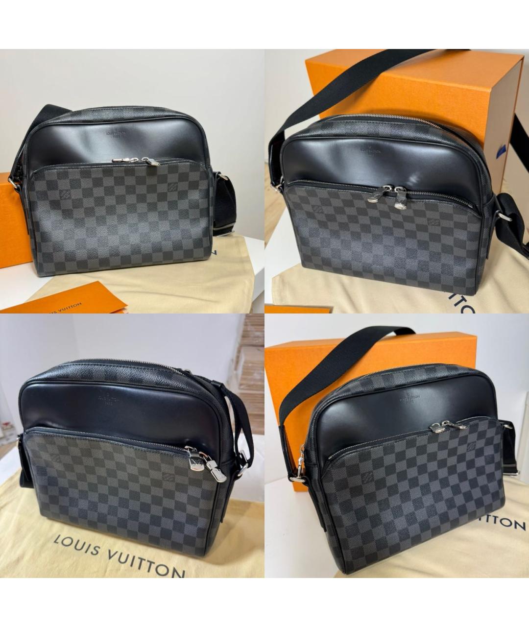 LOUIS VUITTON Серая кожаная сумка на плечо, фото 8