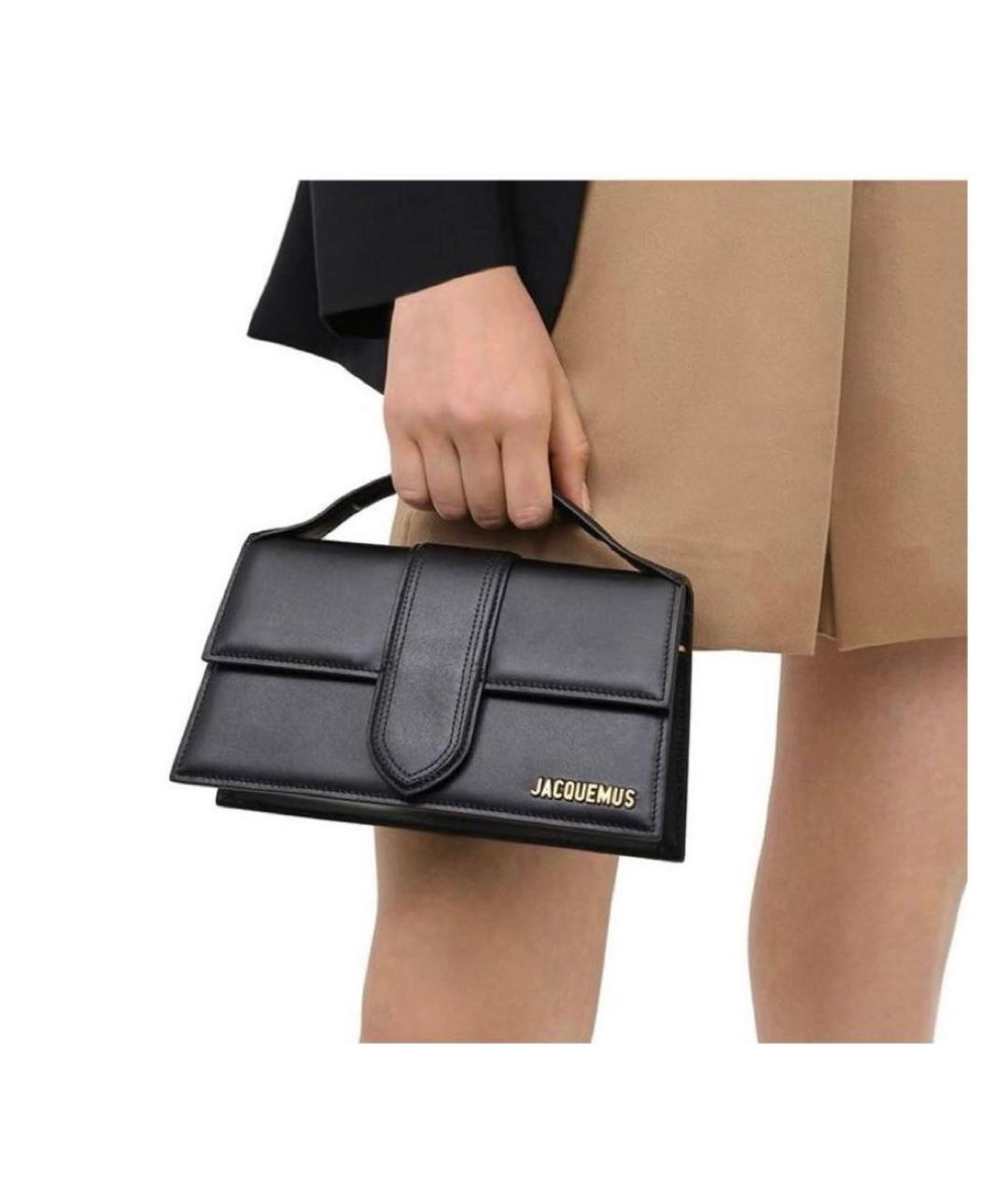 JACQUEMUS Черная кожаная сумка с короткими ручками, фото 7