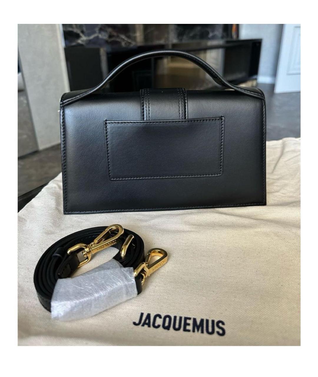 JACQUEMUS Черная кожаная сумка с короткими ручками, фото 3