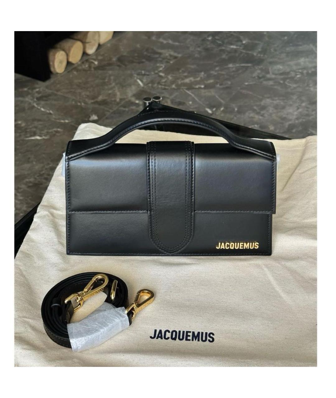 JACQUEMUS Черная кожаная сумка с короткими ручками, фото 2