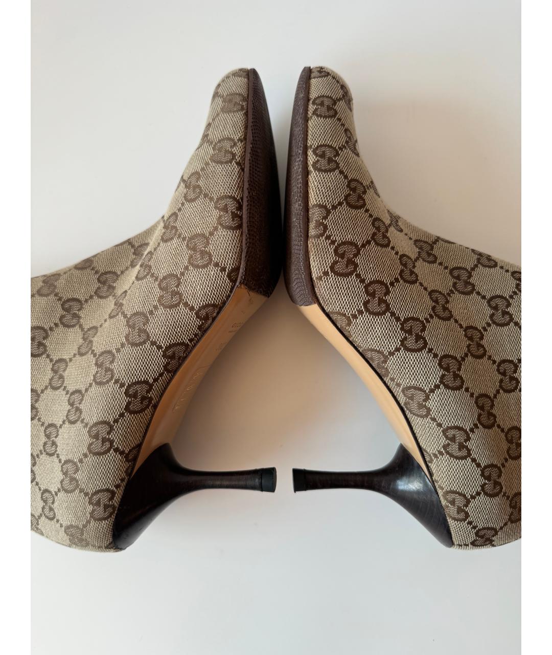 GUCCI Коричневые текстильные сапоги, фото 7