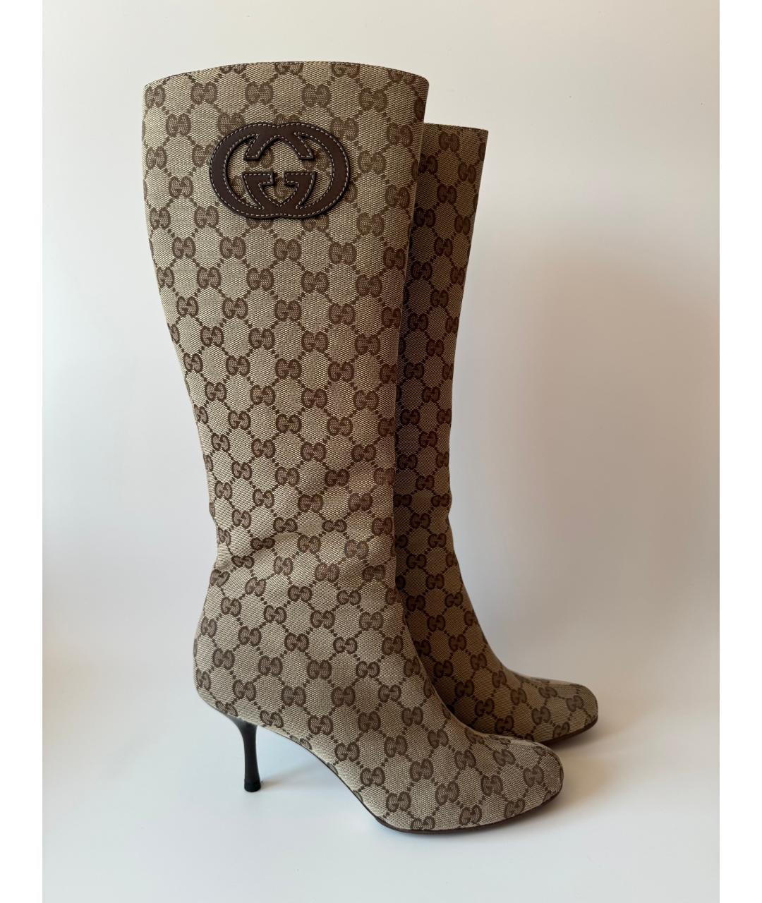 GUCCI Коричневые текстильные сапоги, фото 10