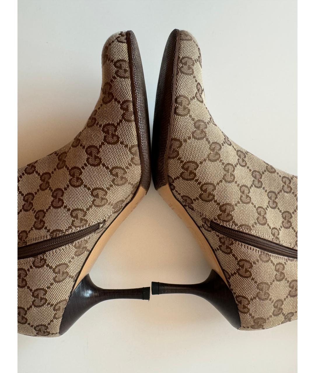 GUCCI Коричневые текстильные сапоги, фото 6