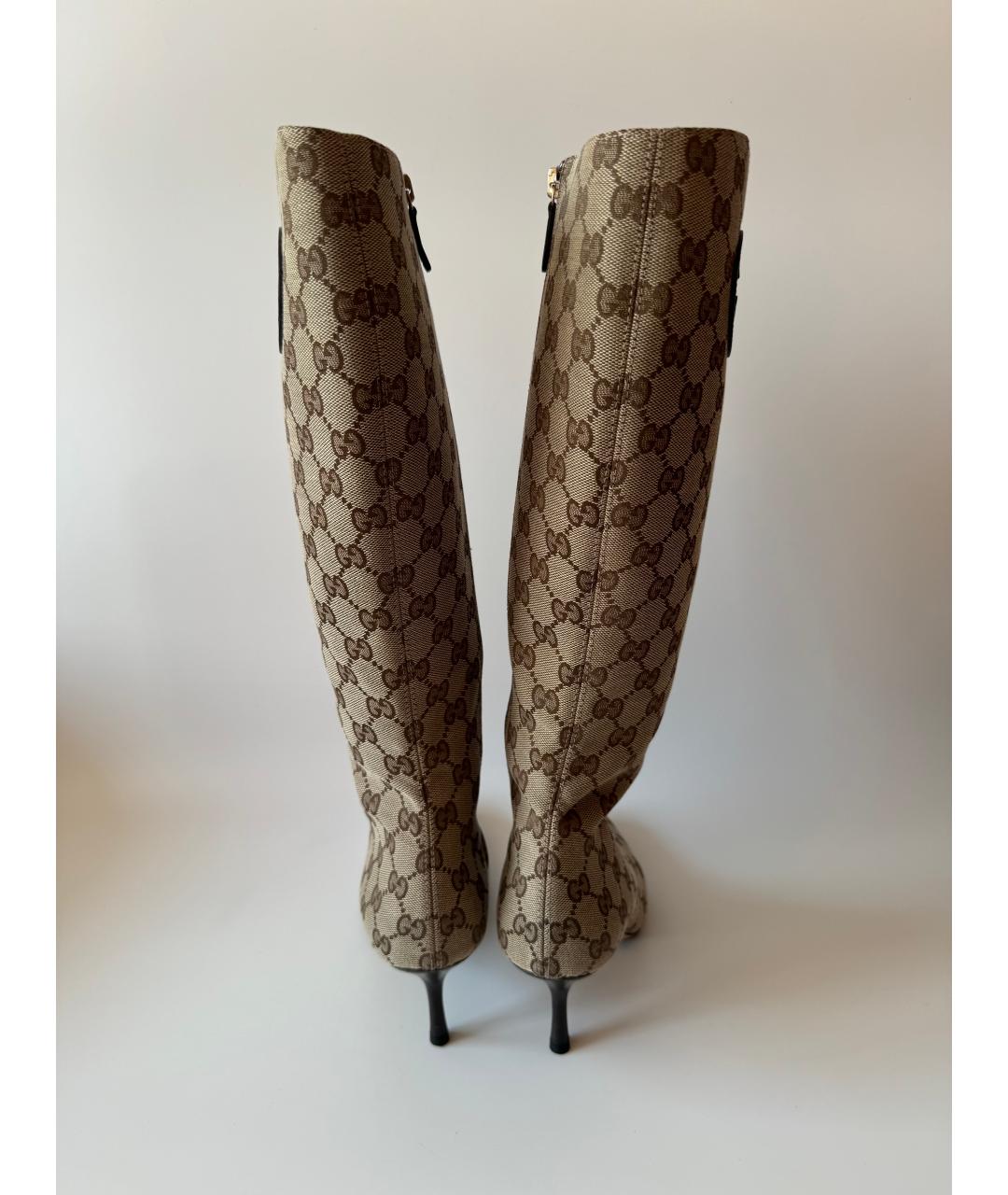 GUCCI Коричневые текстильные сапоги, фото 8