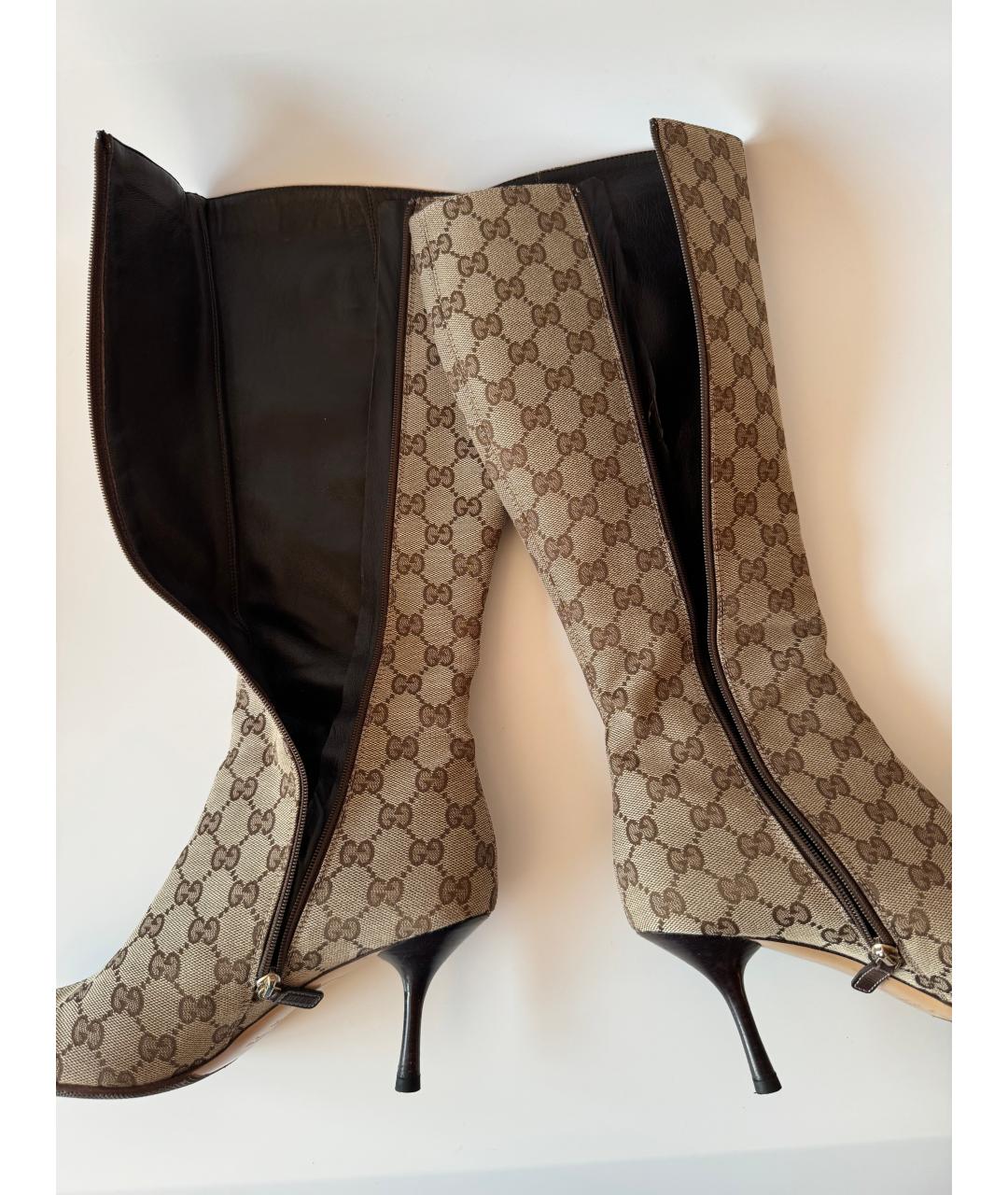 GUCCI Коричневые текстильные сапоги, фото 9