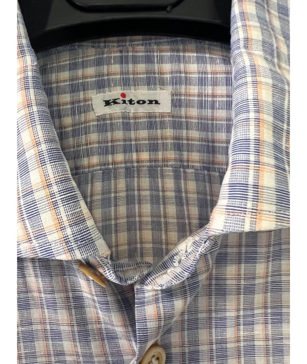 KITON Голубая хлопковая кэжуал рубашка, фото 3