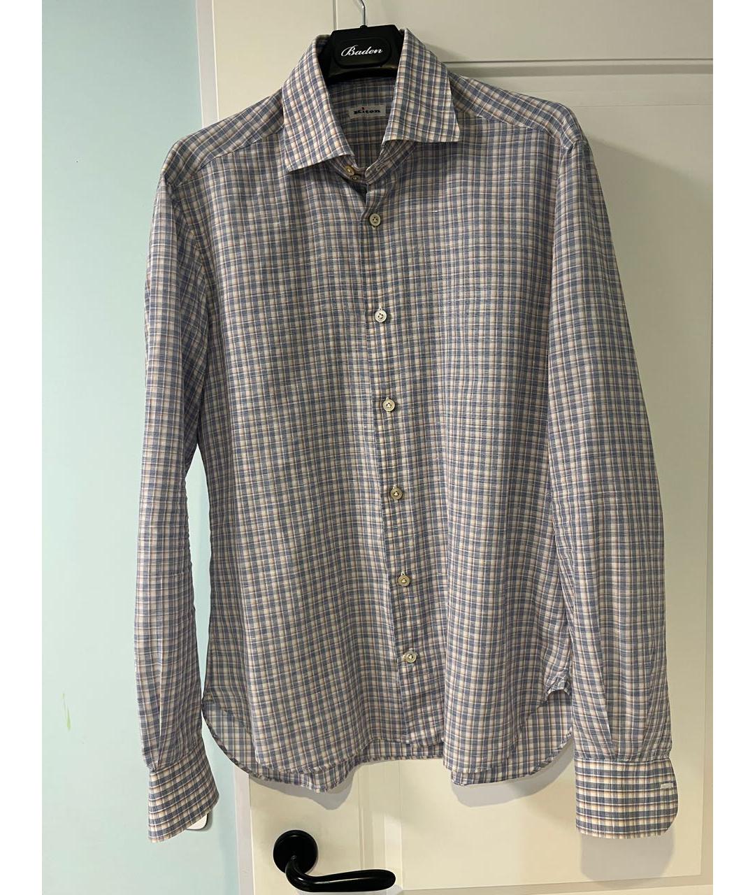 KITON Голубая хлопковая кэжуал рубашка, фото 4