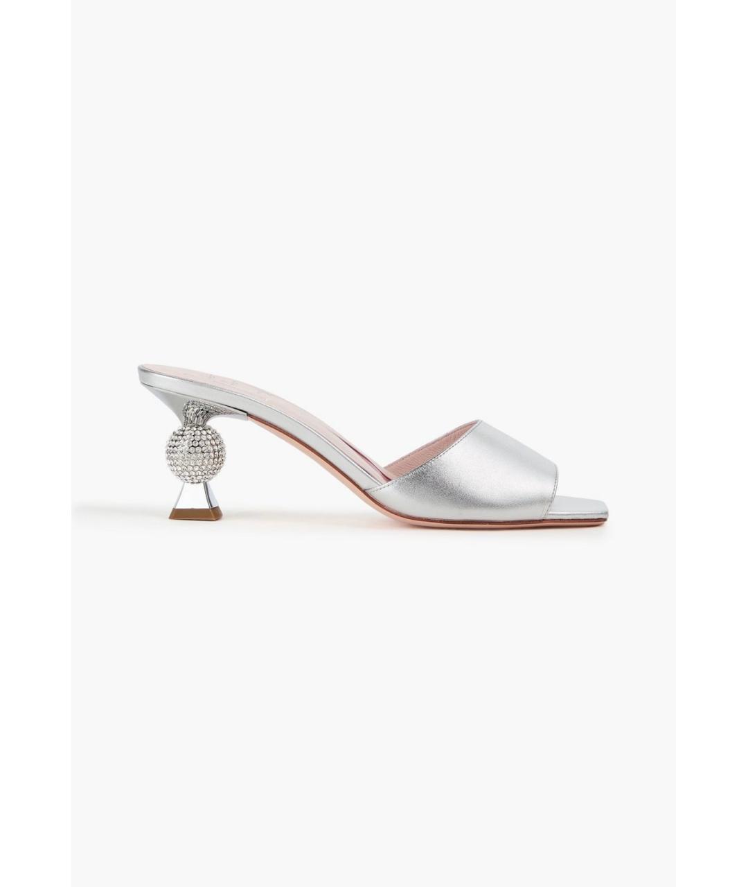 ROGER VIVIER Серебряные кожаные мюли, фото 4