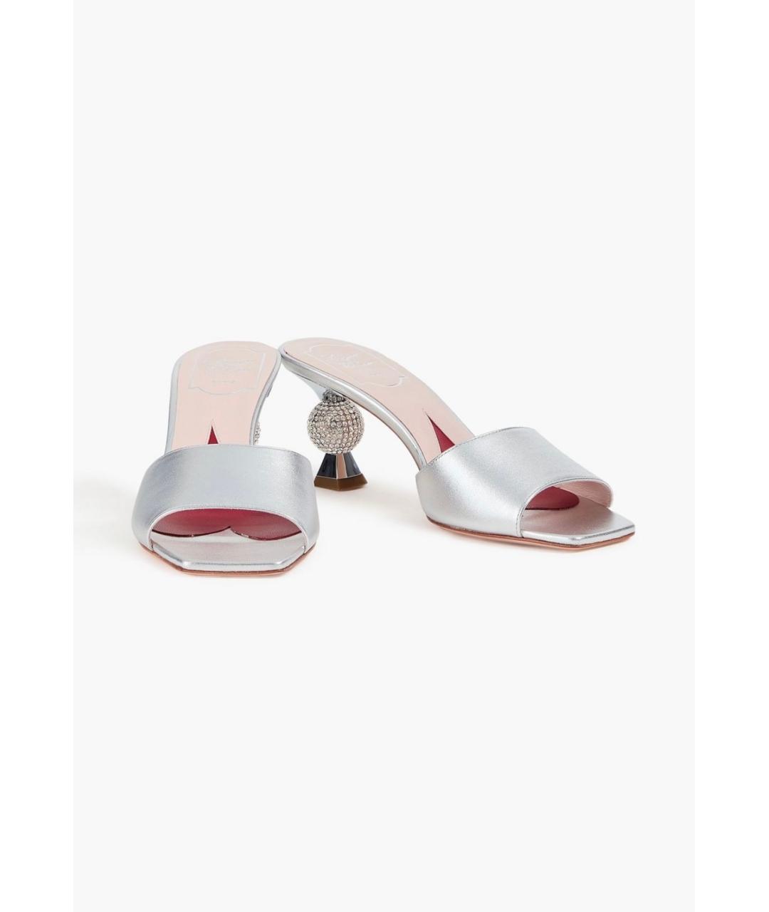 ROGER VIVIER Серебряные кожаные мюли, фото 2