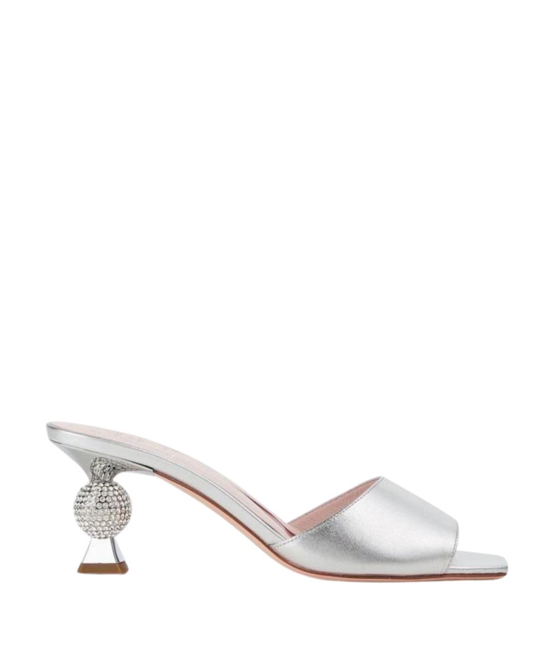 ROGER VIVIER Серебряные кожаные мюли, фото 1