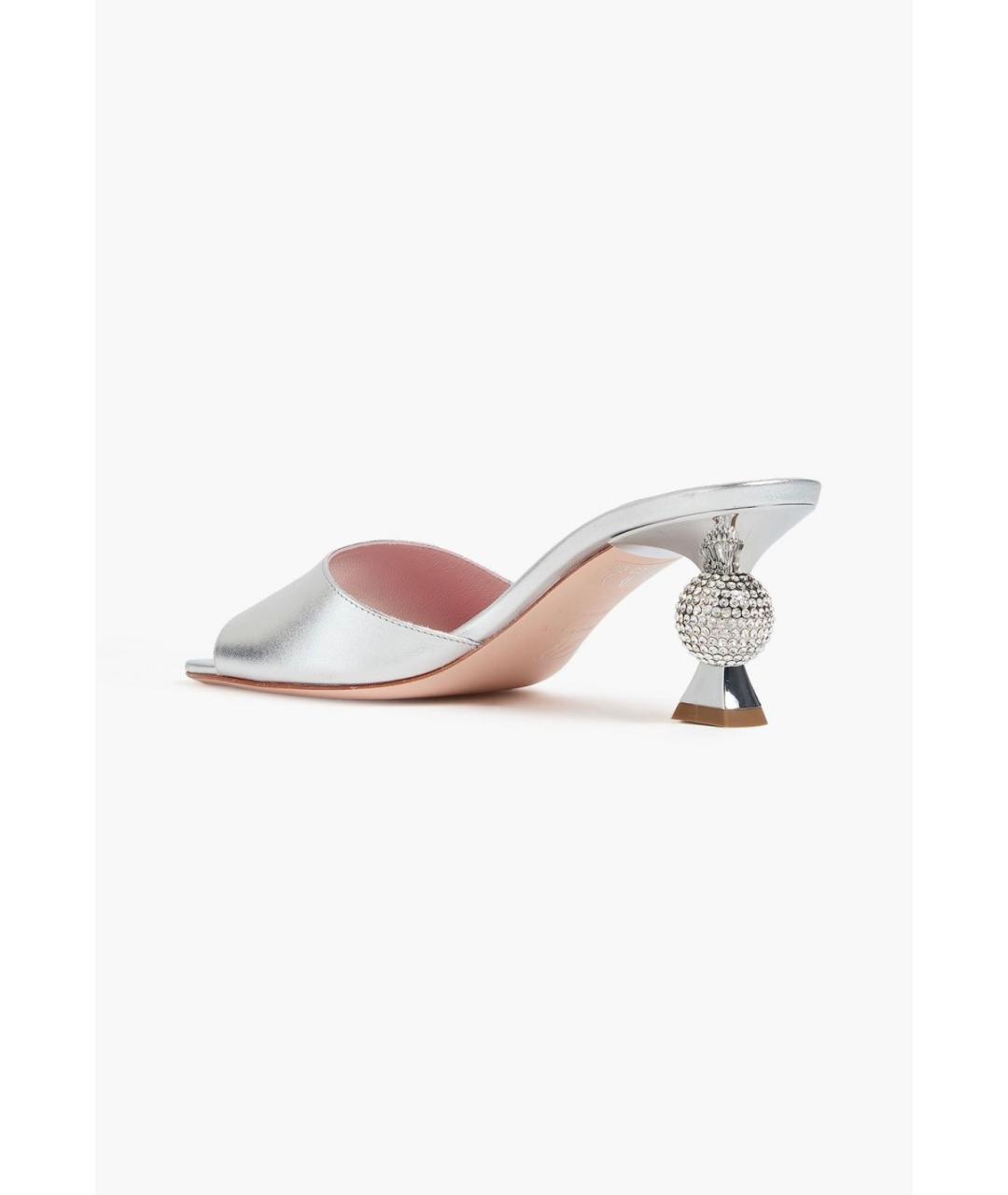 ROGER VIVIER Серебряные кожаные мюли, фото 3