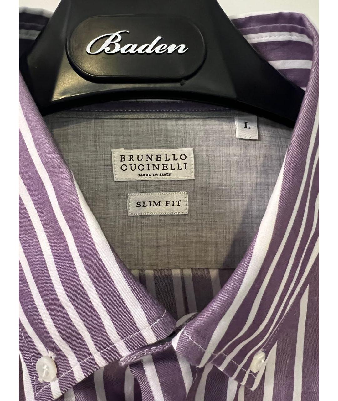 BRUNELLO CUCINELLI Бордовая хлопковая кэжуал рубашка, фото 3