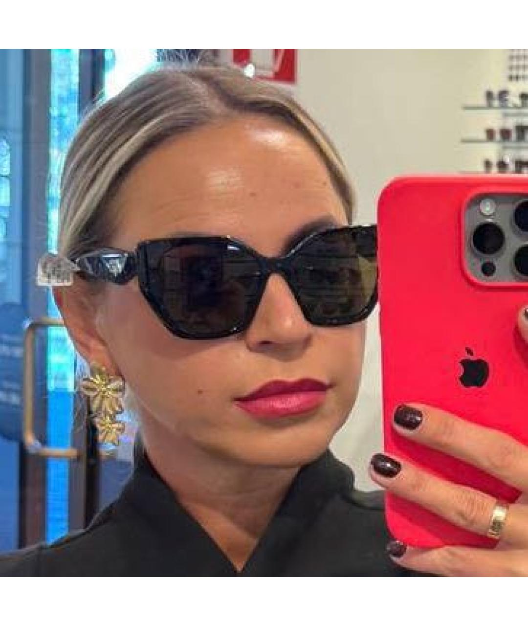 PRADA Черные пластиковые солнцезащитные очки, фото 4