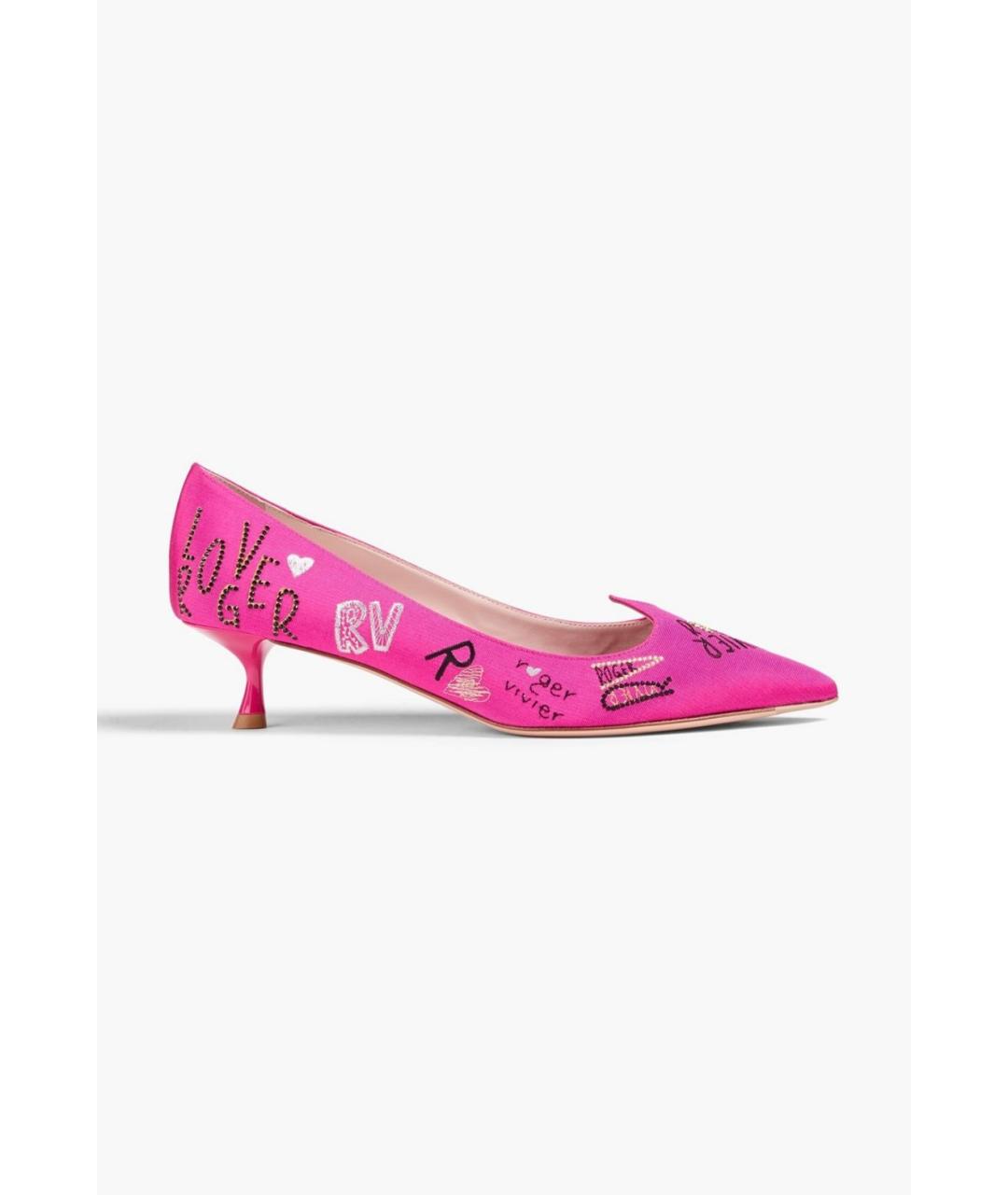 ROGER VIVIER Розовые лодочки на низком каблуке, фото 6