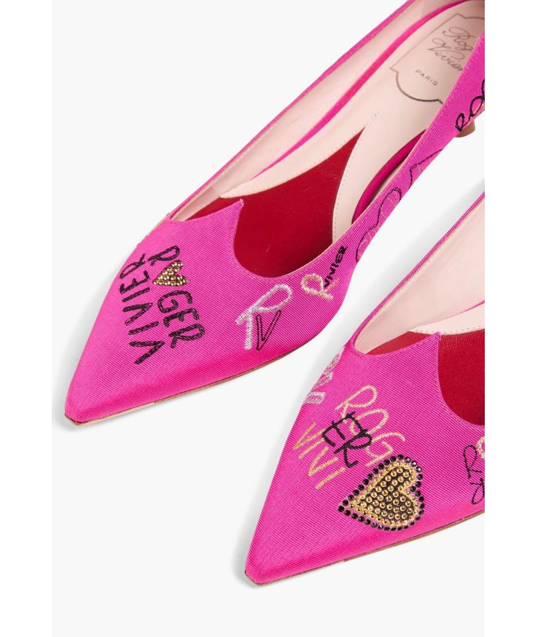 ROGER VIVIER Розовые лодочки на низком каблуке, фото 4