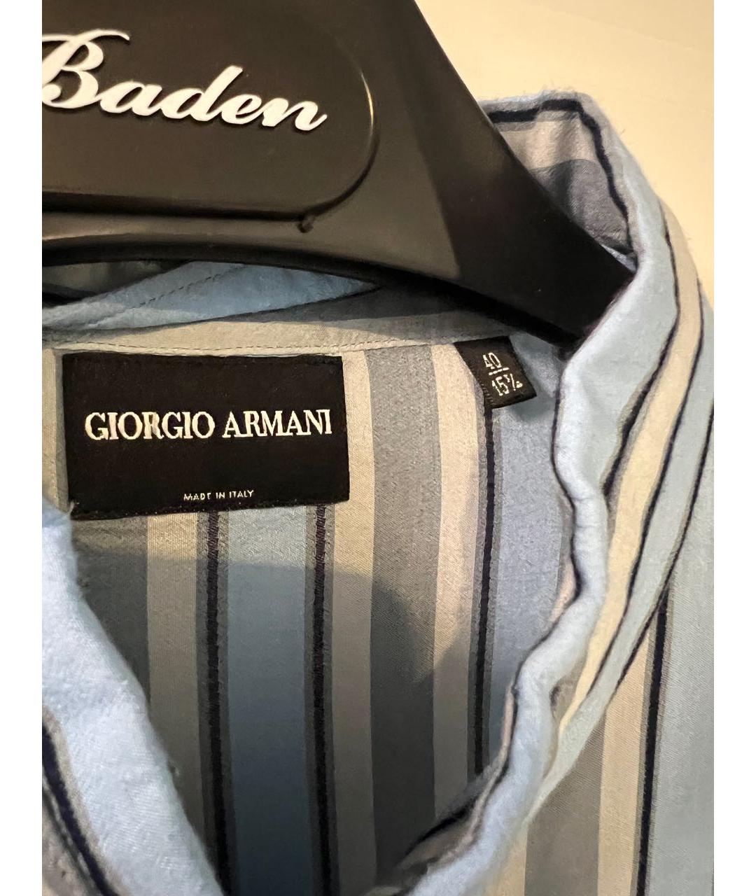 GIORGIO ARMANI Синяя хлопковая кэжуал рубашка, фото 3