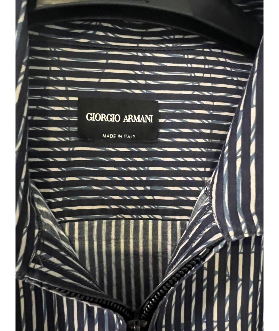 GIORGIO ARMANI Синяя хлопко-полиэстеровая кэжуал рубашка, фото 3