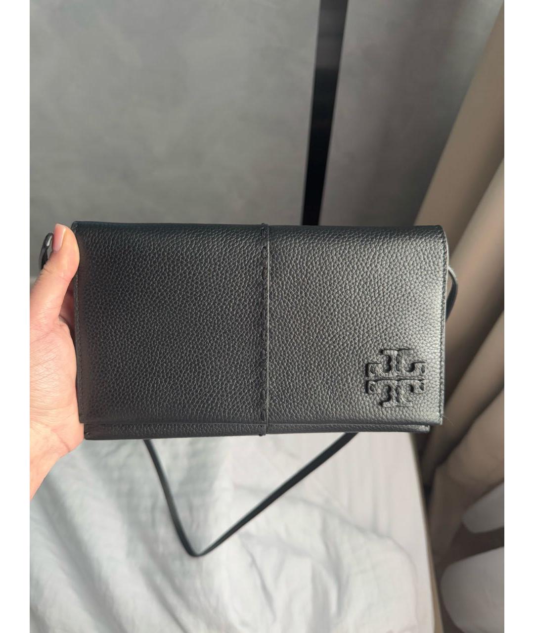 TORY BURCH Черная кожаная сумка с короткими ручками, фото 2