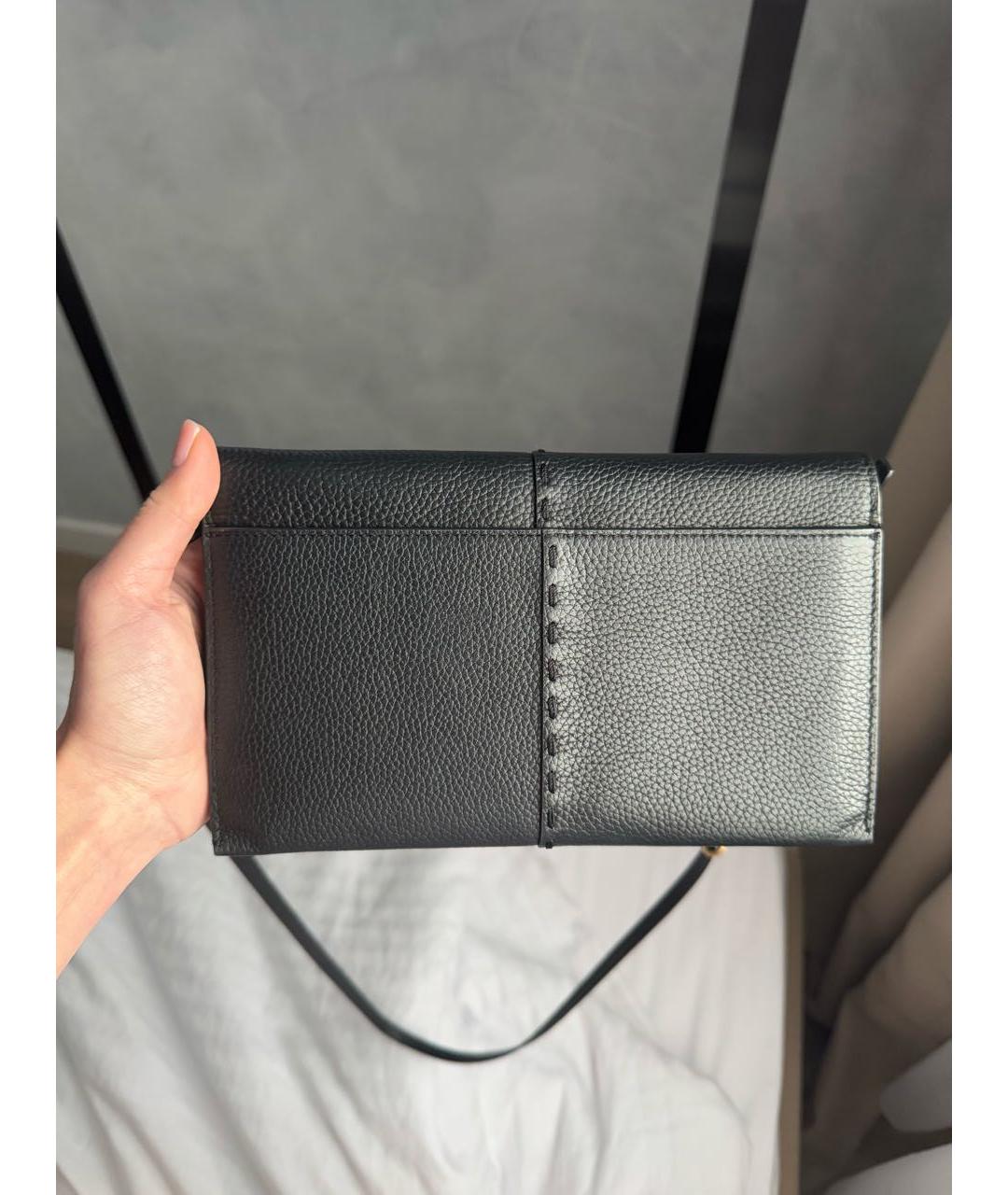 TORY BURCH Черная кожаная сумка с короткими ручками, фото 3