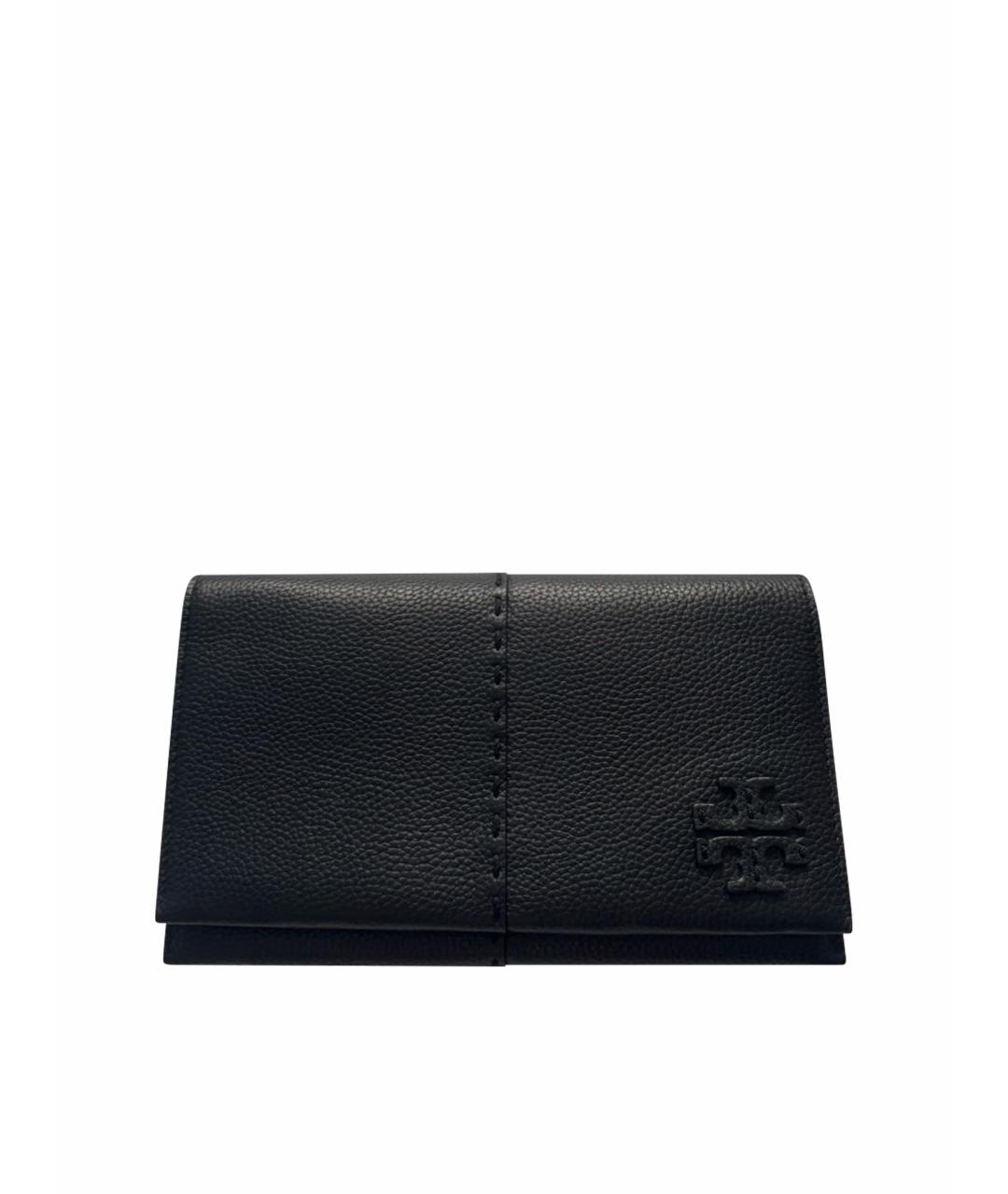 TORY BURCH Черная кожаная сумка с короткими ручками, фото 1