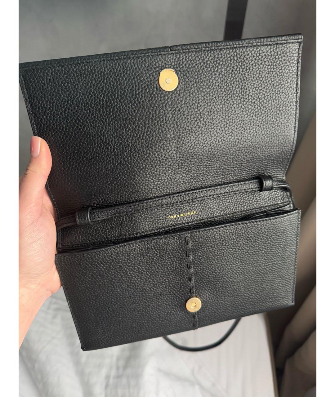 TORY BURCH Черная кожаная сумка с короткими ручками, фото 4
