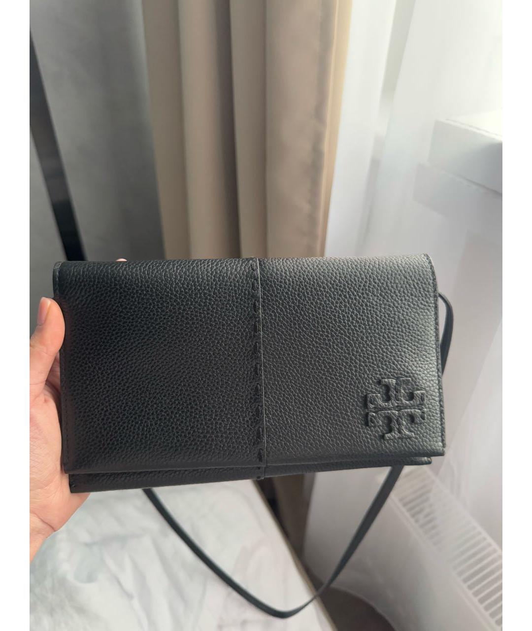 TORY BURCH Черная кожаная сумка с короткими ручками, фото 7