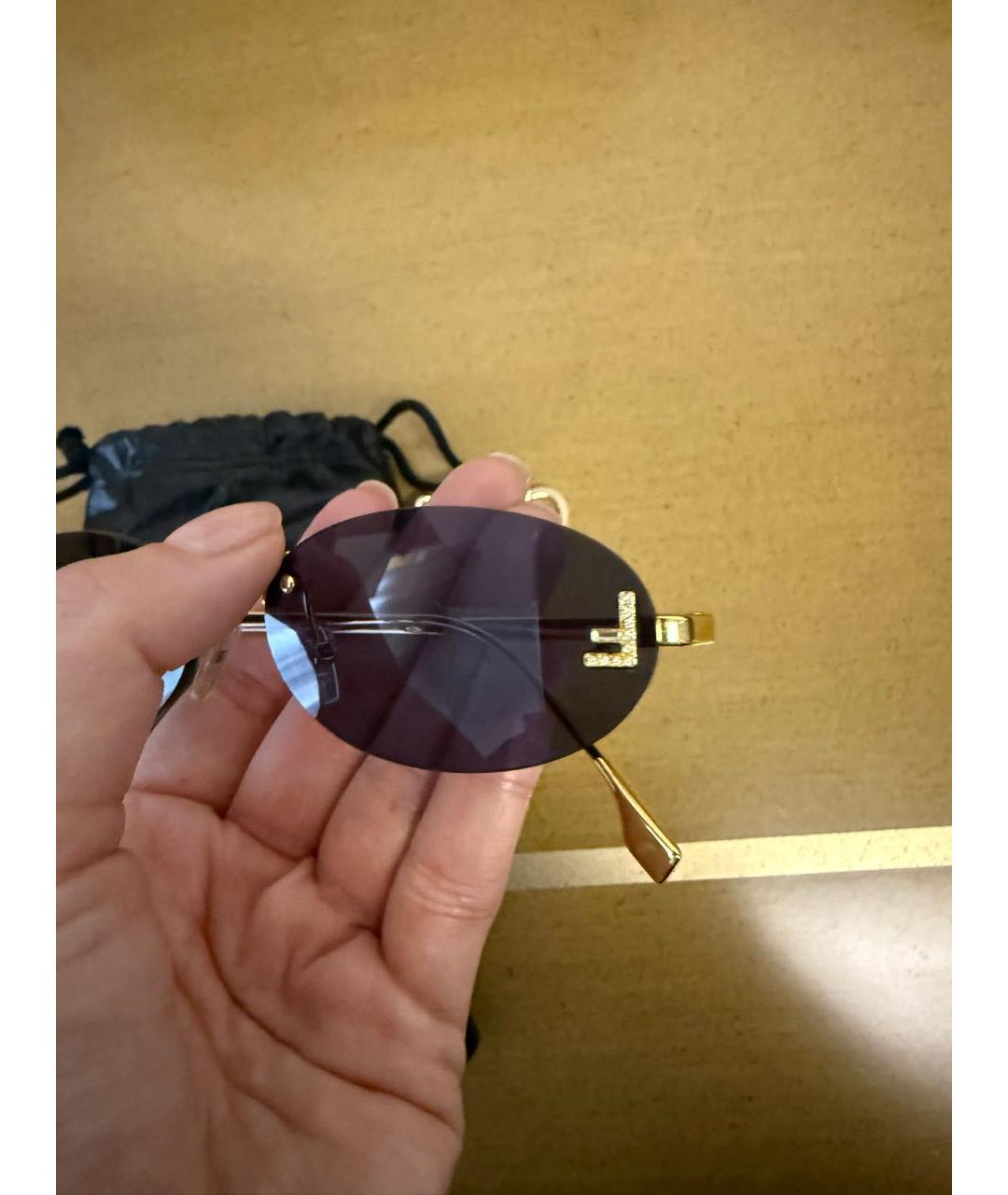 FENDI Темно-синие металлические солнцезащитные очки, фото 3