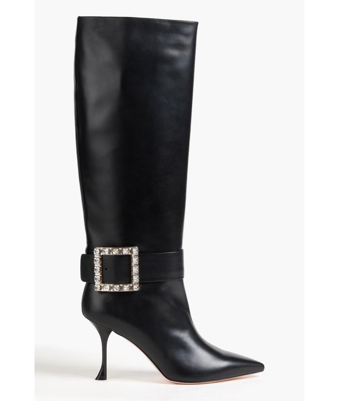 ROGER VIVIER Черные кожаные сапоги, фото 4