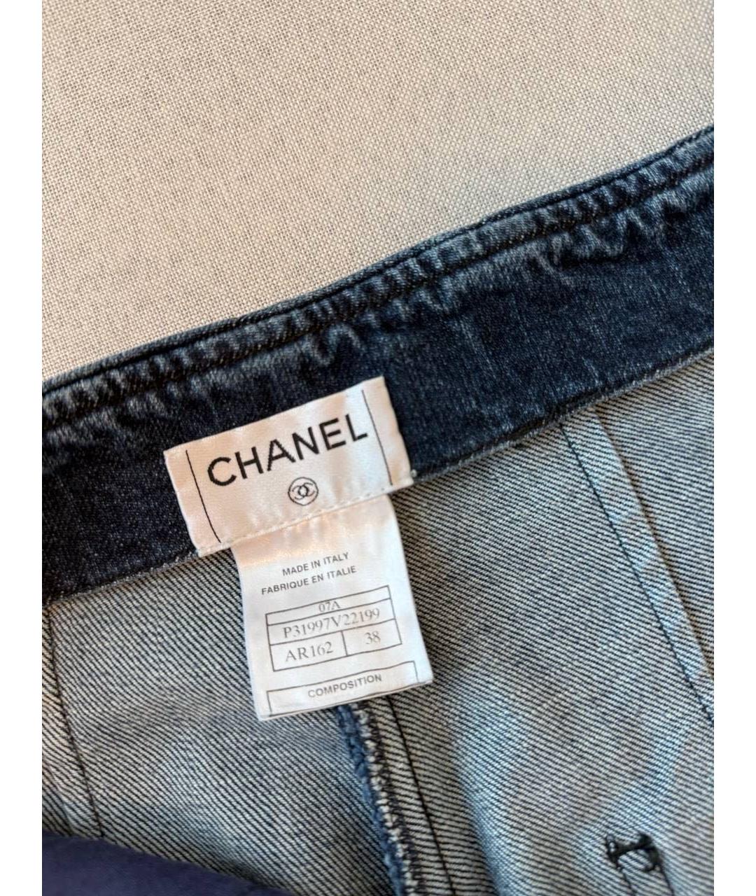 CHANEL Синие хлопковые прямые джинсы, фото 3