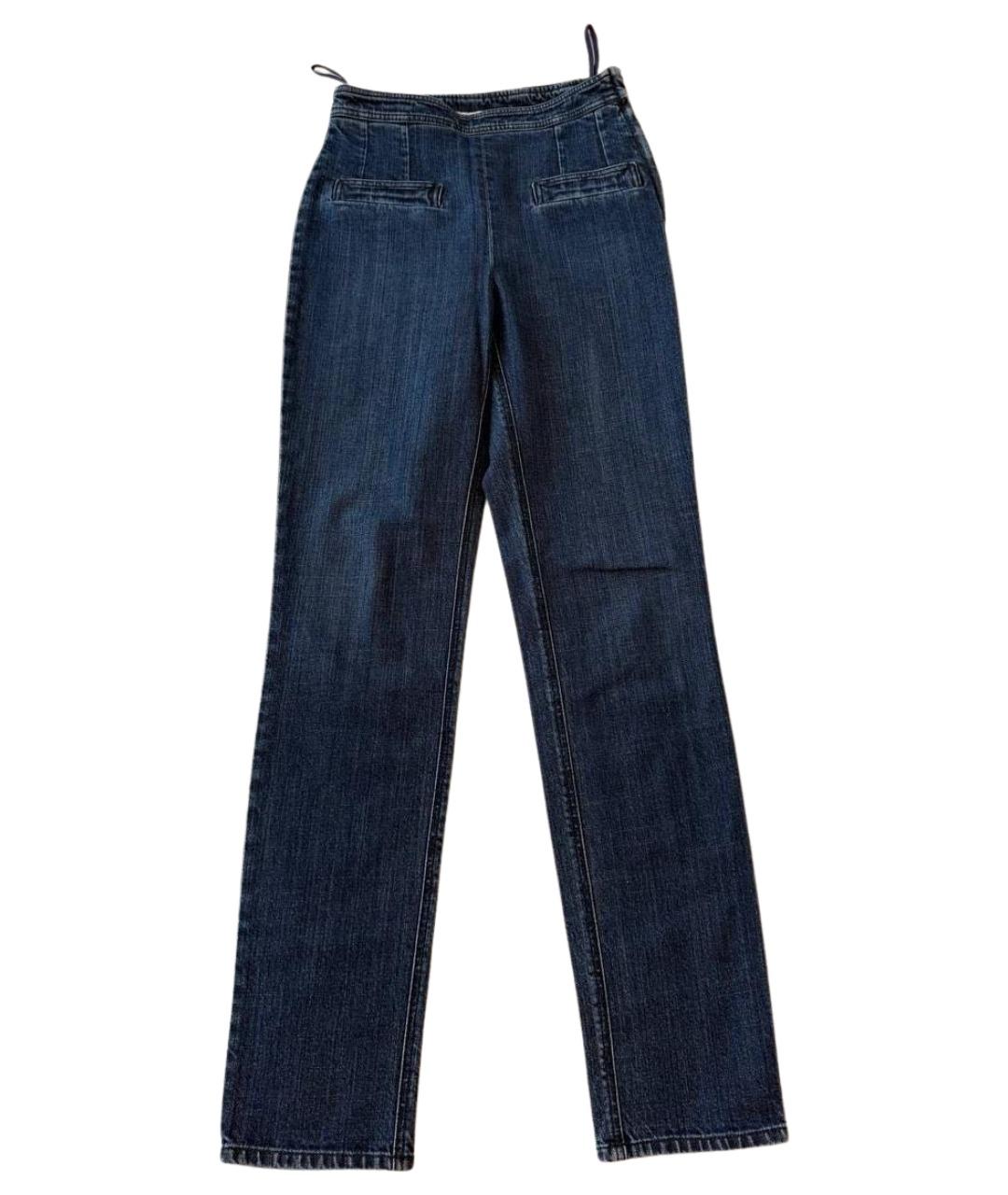 CHANEL Синие хлопковые прямые джинсы, фото 1