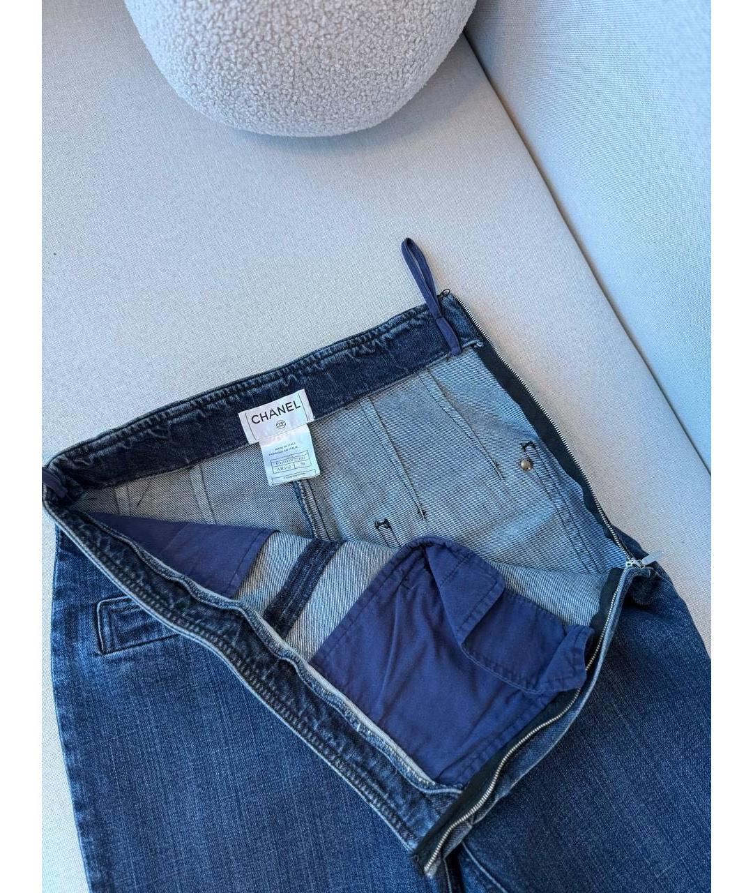 CHANEL Синие хлопковые прямые джинсы, фото 5