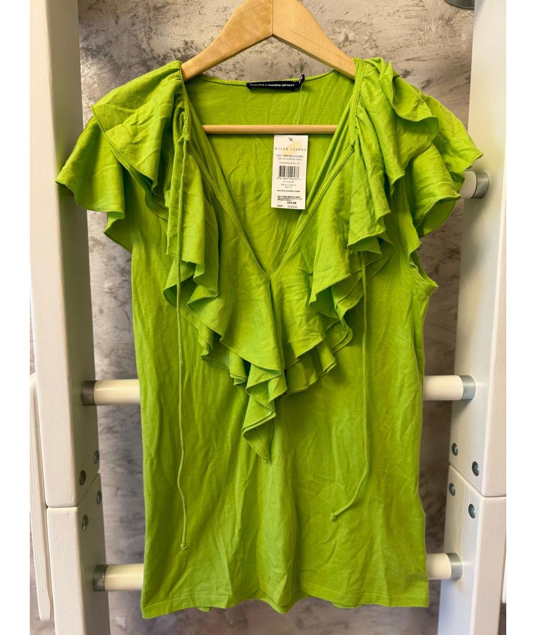 POLO RALPH LAUREN Салатовая хлопковая футболка, фото 5