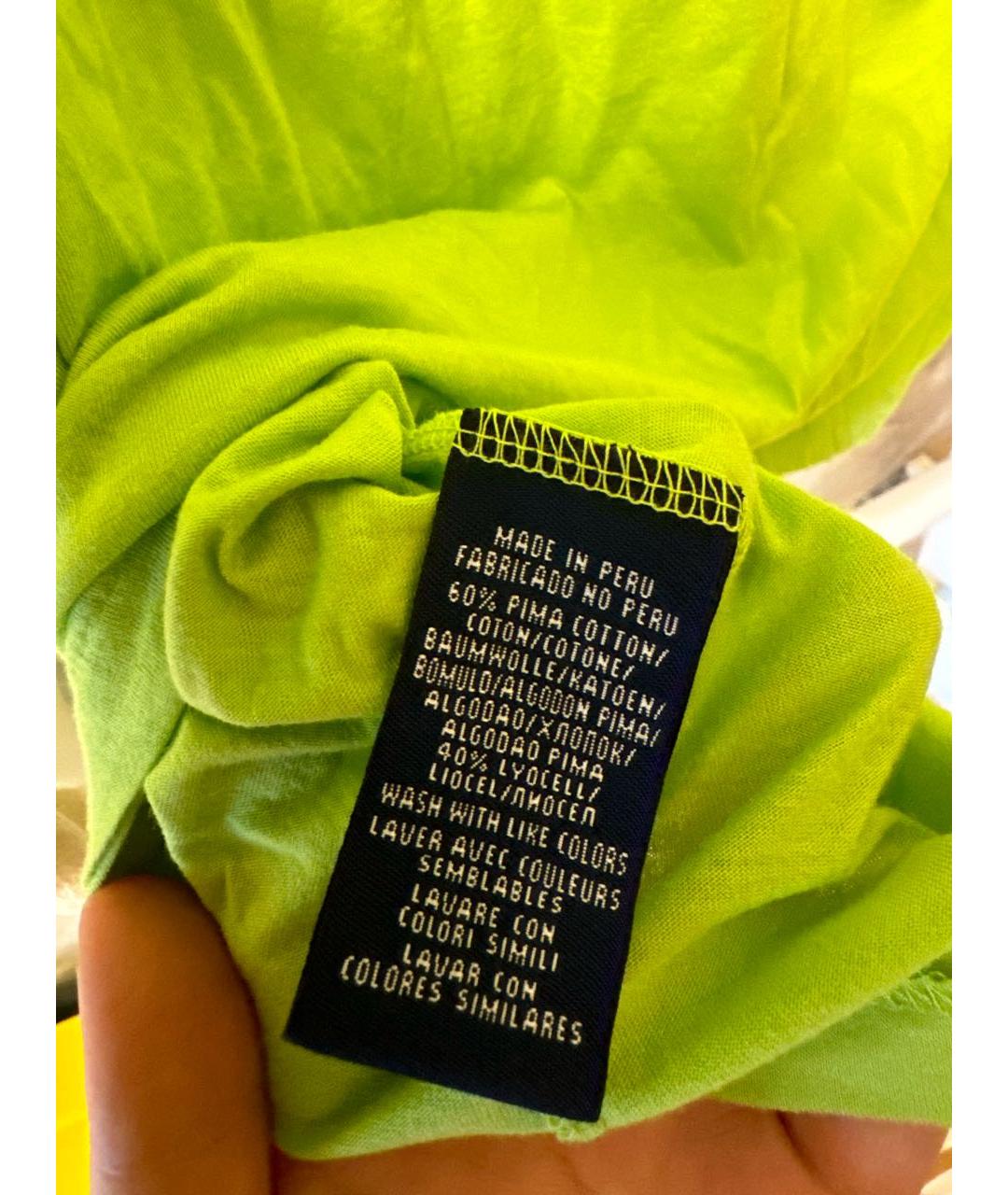 POLO RALPH LAUREN Салатовая хлопковая футболка, фото 4