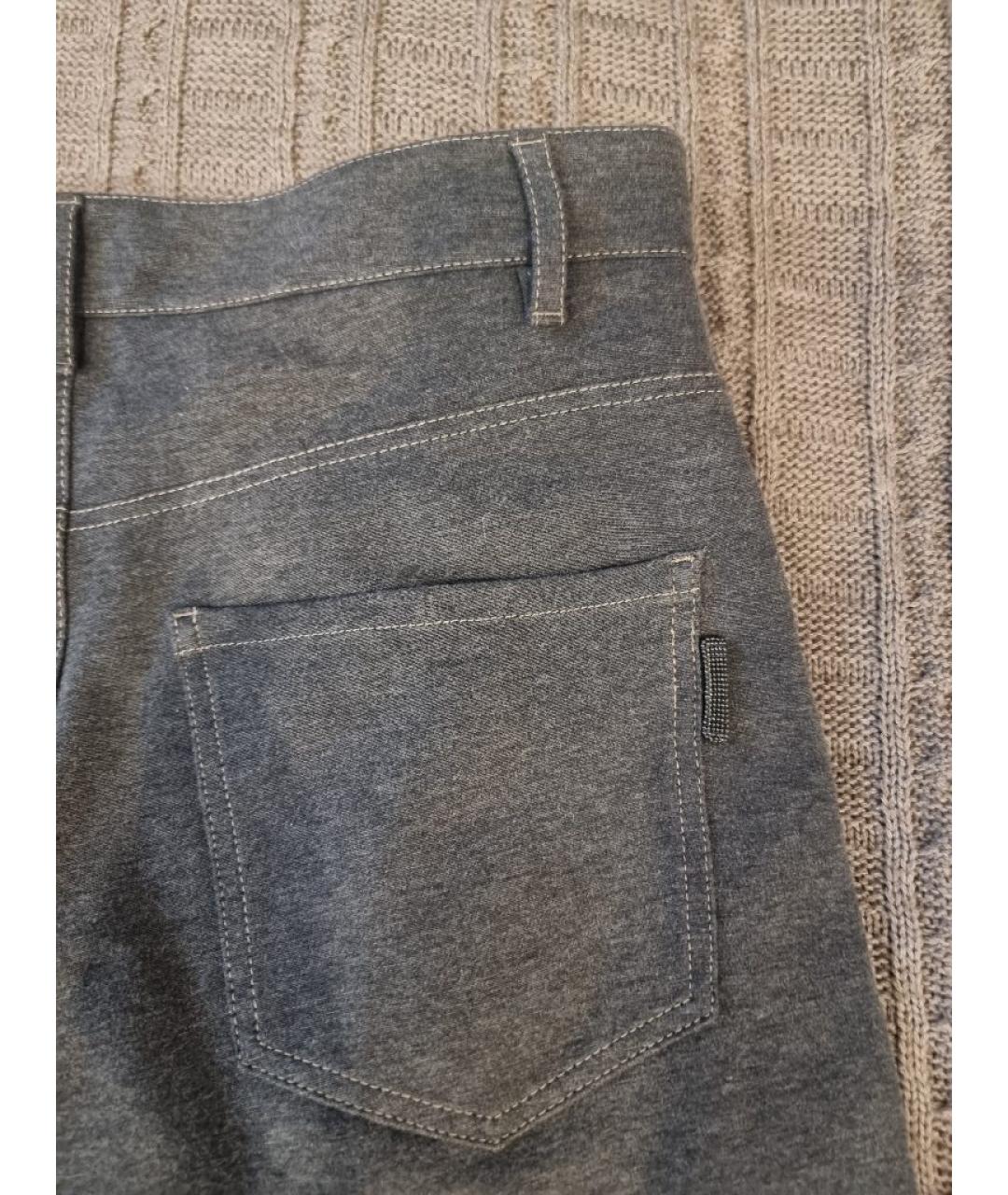 BRUNELLO CUCINELLI Серые хлопковые брюки широкие, фото 6