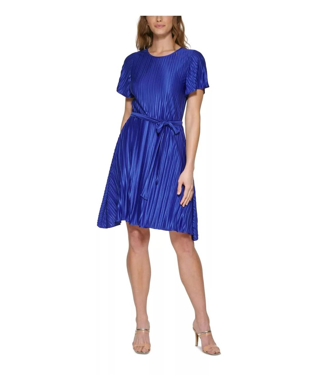 DKNY Синее атласное коктейльное платье, фото 7