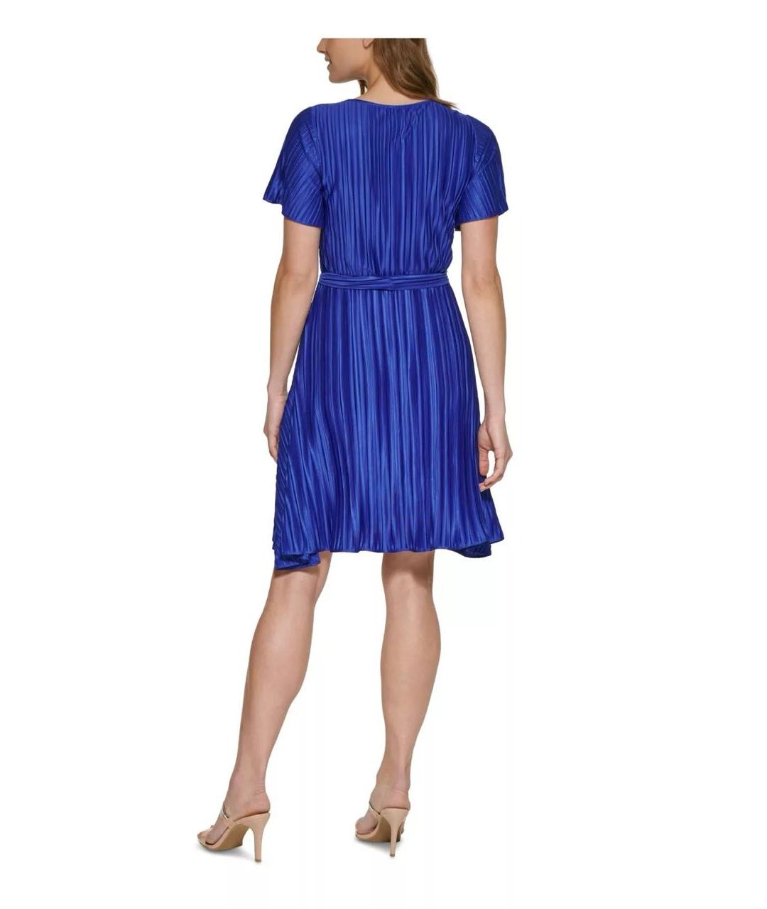 DKNY Синее атласное коктейльное платье, фото 8