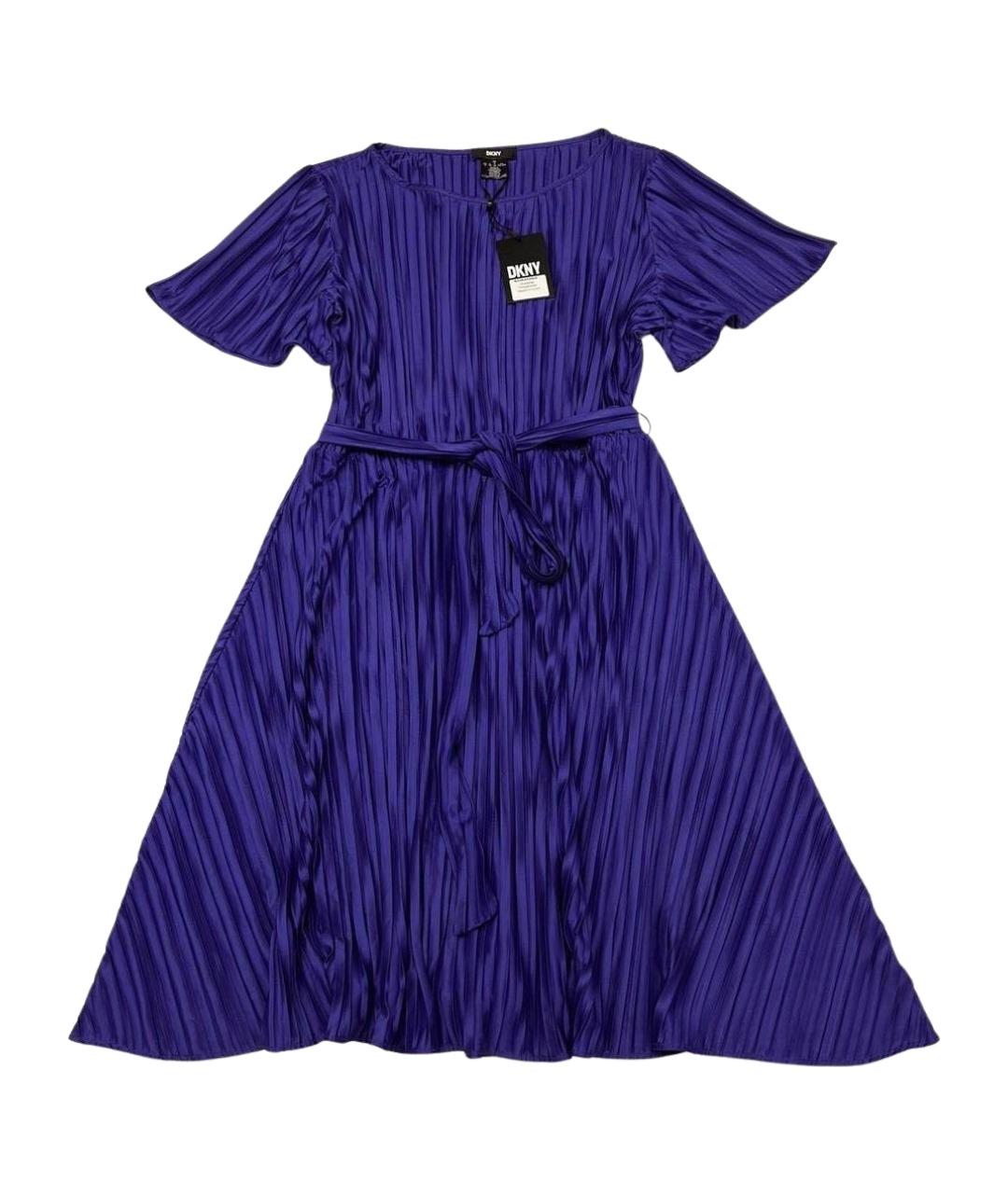 DKNY Синее атласное коктейльное платье, фото 1