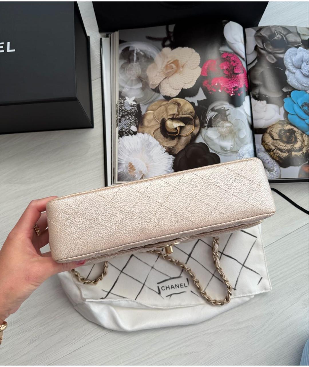 CHANEL Бежевая кожаная сумка через плечо, фото 7