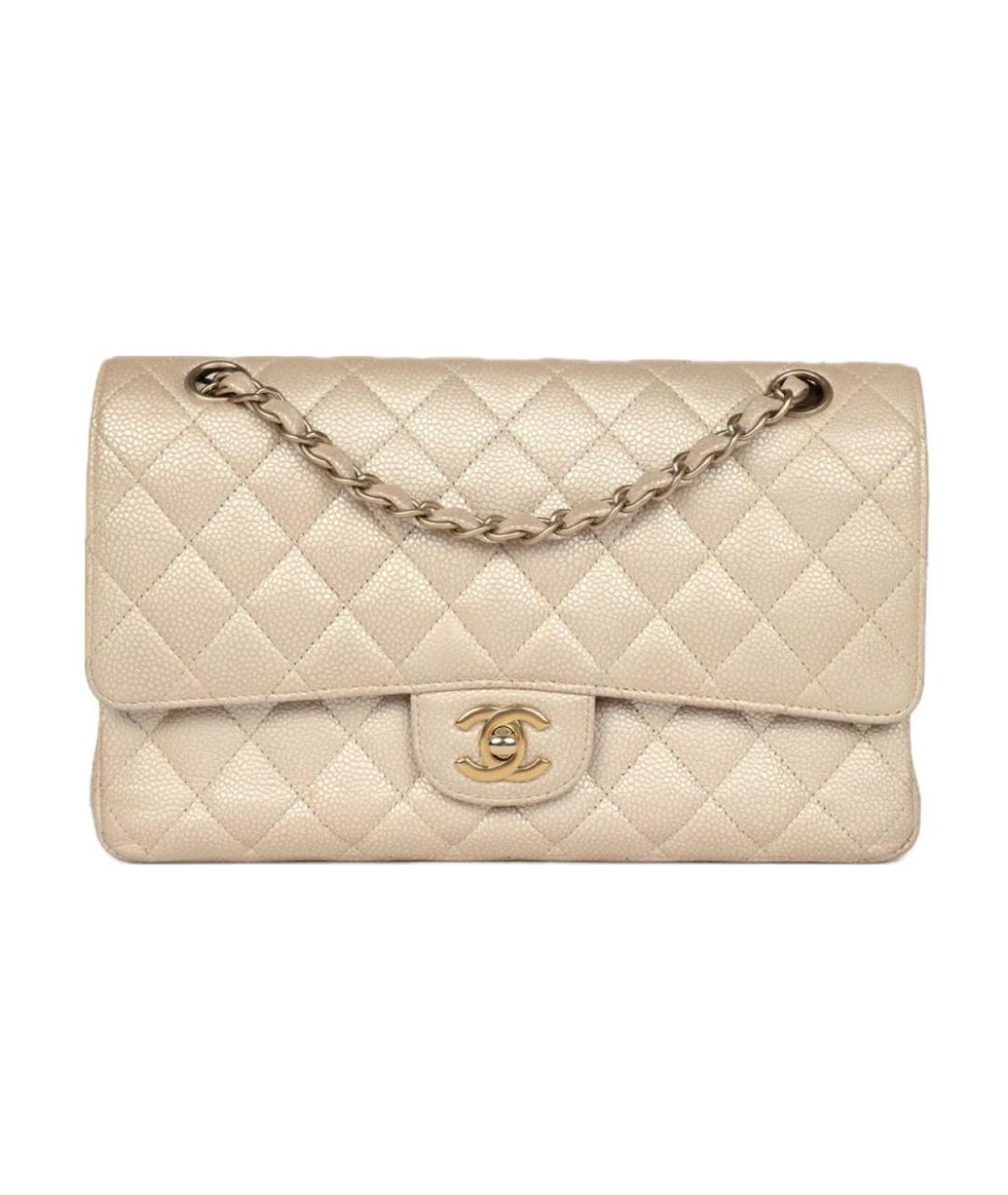 CHANEL Бежевая кожаная сумка через плечо, фото 1