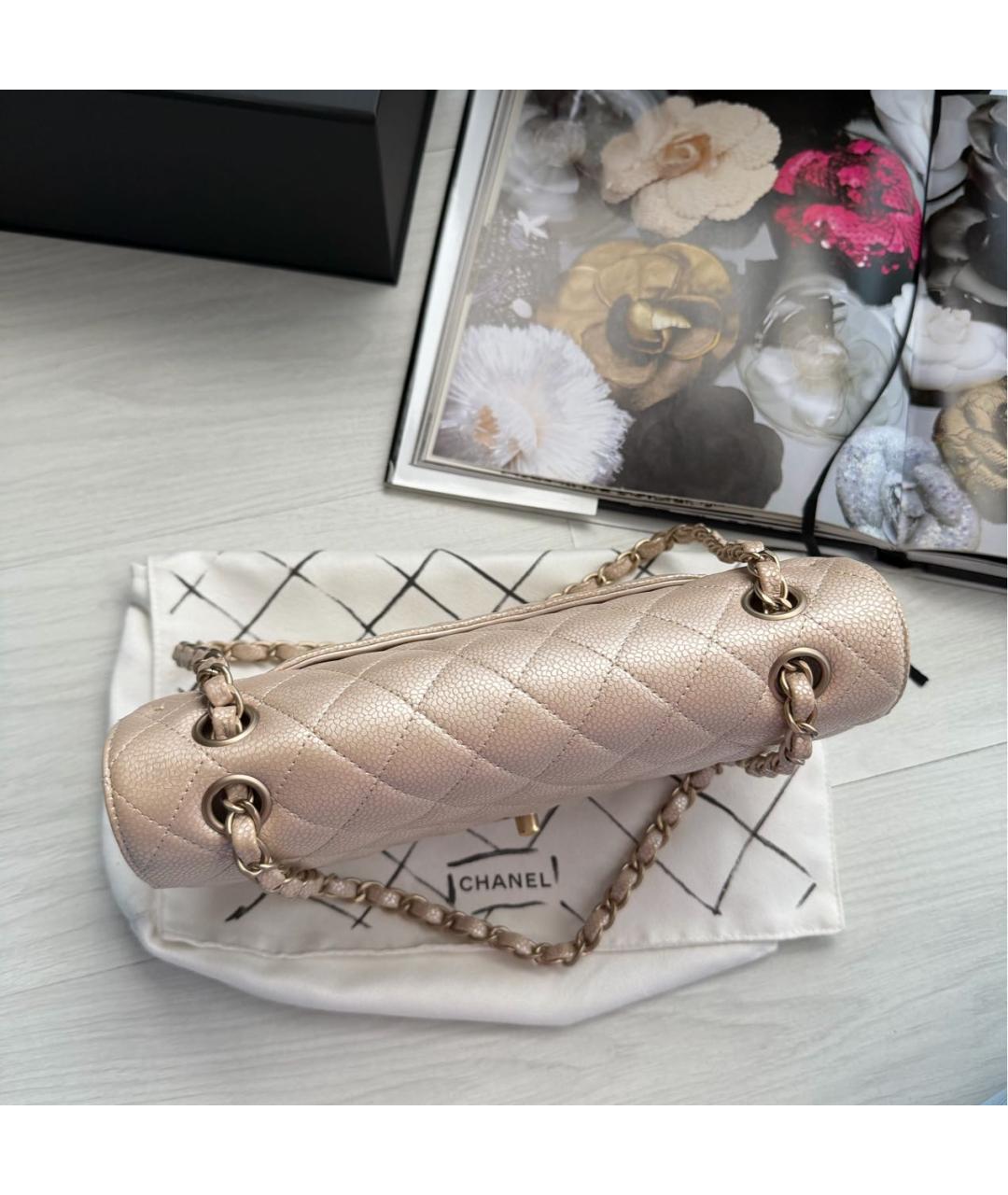 CHANEL Бежевая кожаная сумка через плечо, фото 8