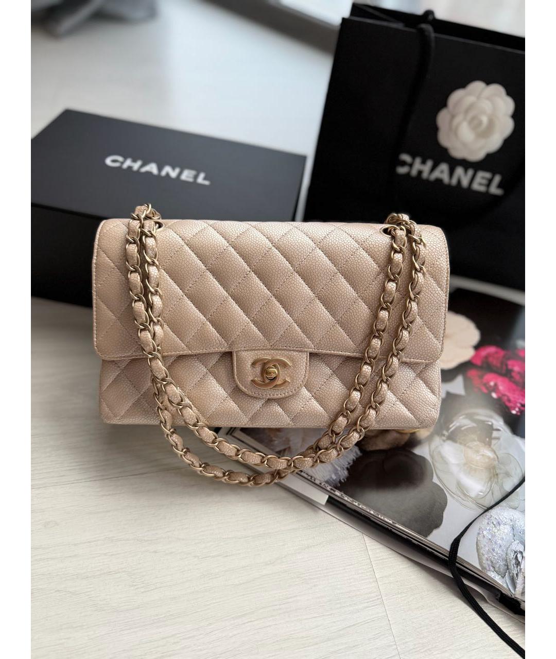 CHANEL Бежевая кожаная сумка через плечо, фото 2