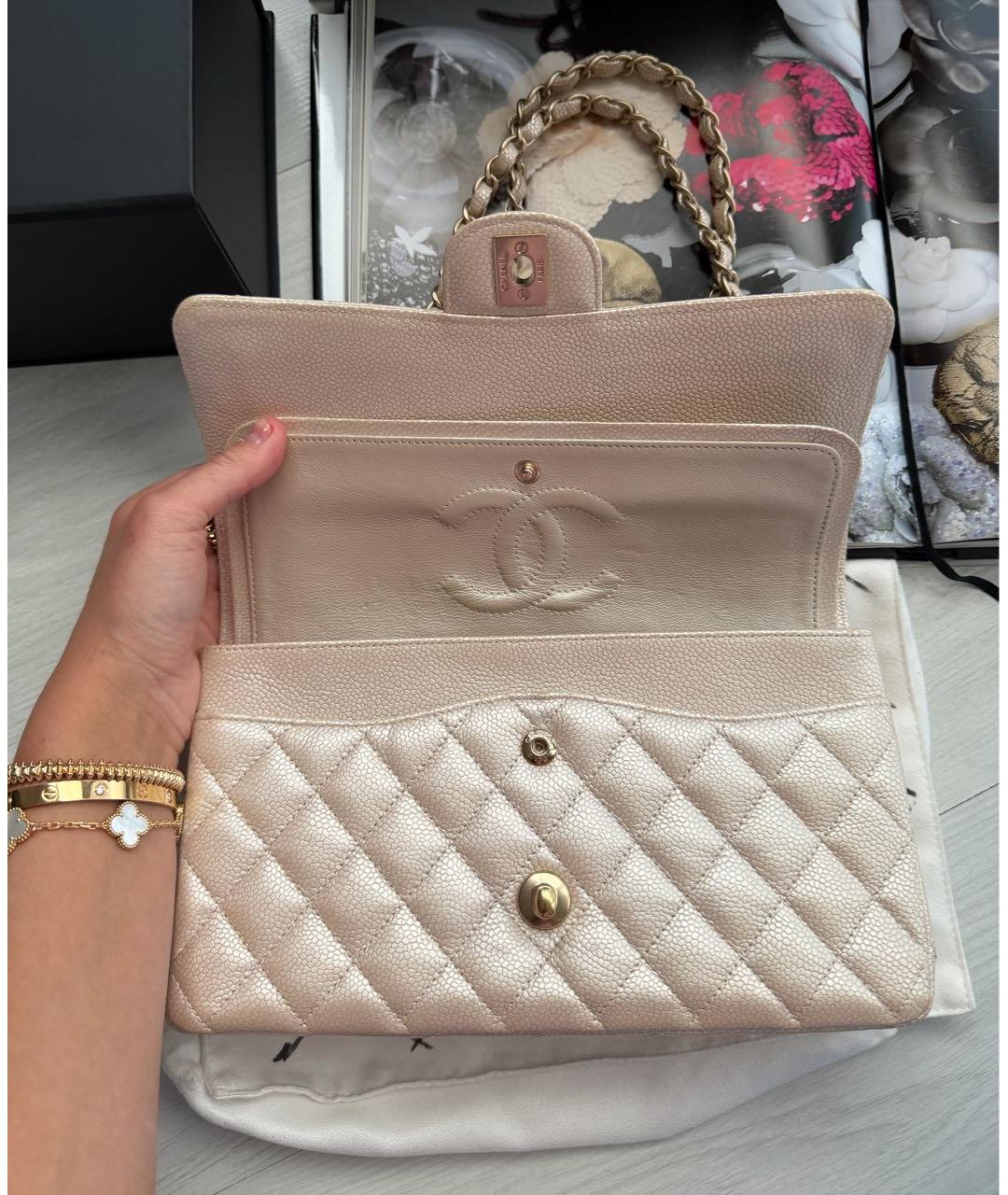 CHANEL Бежевая кожаная сумка через плечо, фото 6
