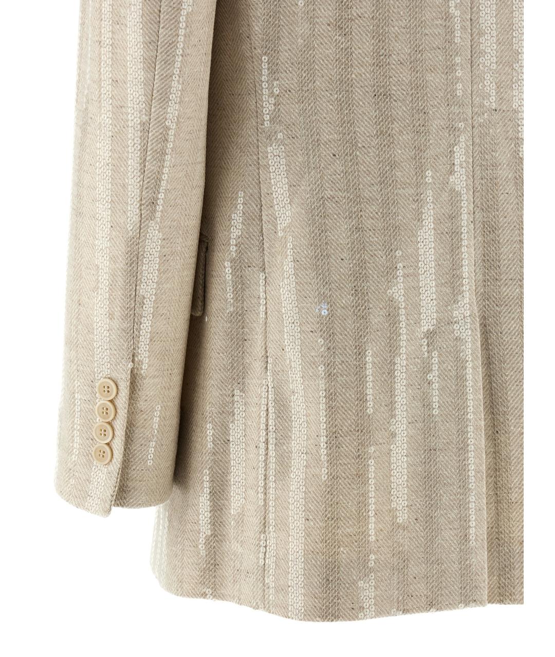 BRUNELLO CUCINELLI Бежевый шерстяной жакет/пиджак, фото 4