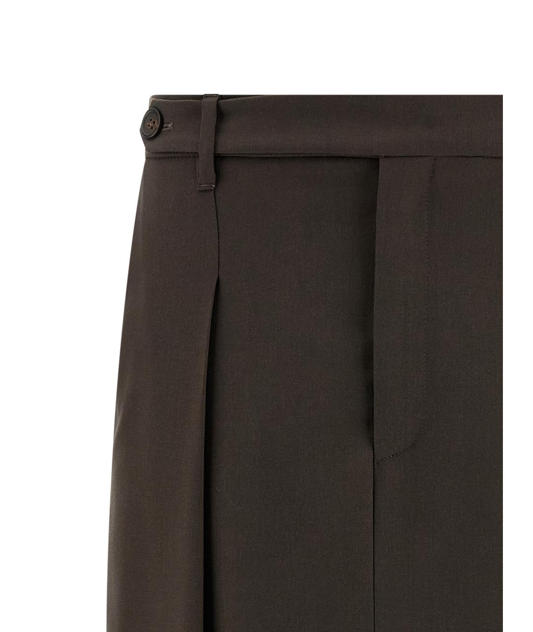 BRUNELLO CUCINELLI Коричневая шерстяная юбка миди, фото 3